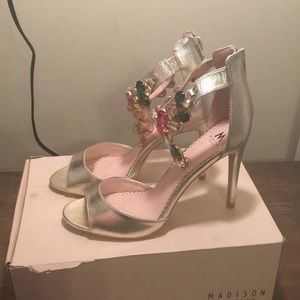 Gold Ladies Heeled Sandals